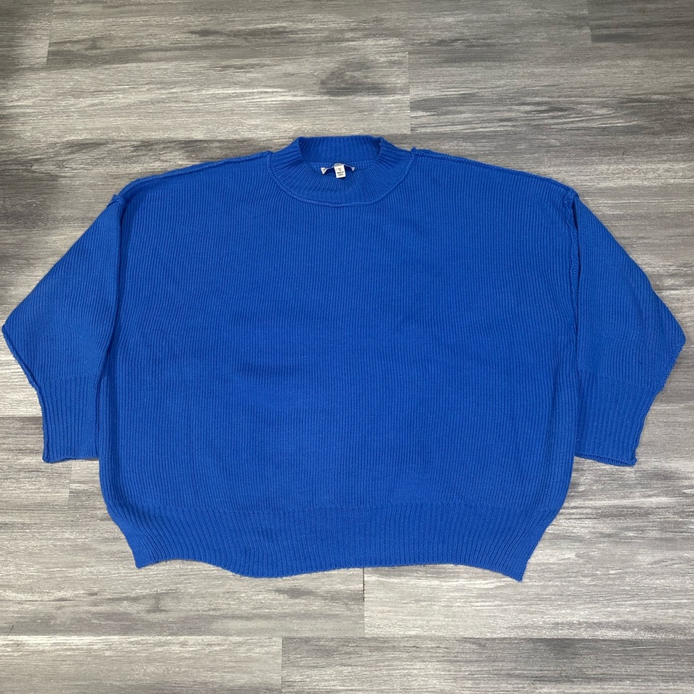 Oversized Blue Drop Shoulder Sweater Small
